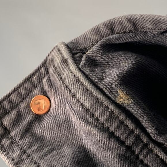 7 FOR ALL MANKIND M Grey Cotton Blend Denim Beaded Button Up Raw Edge Jacket - Picture 6 of 8